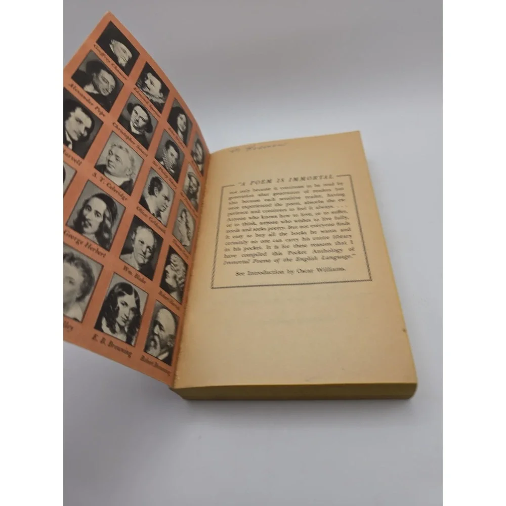 1959 Pocket Library Immortal Poems of  English Language Oscar Williams Editor